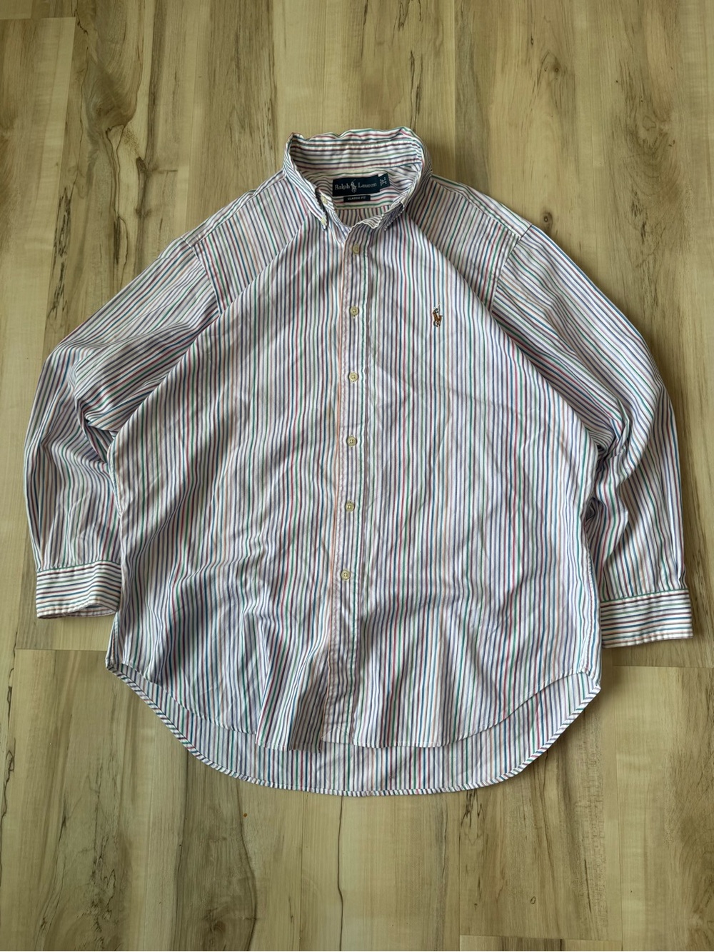 Polo Ralph Lauren Button Up Shirt Mens 17 32/33 Classic Fit Multi Color Stripe